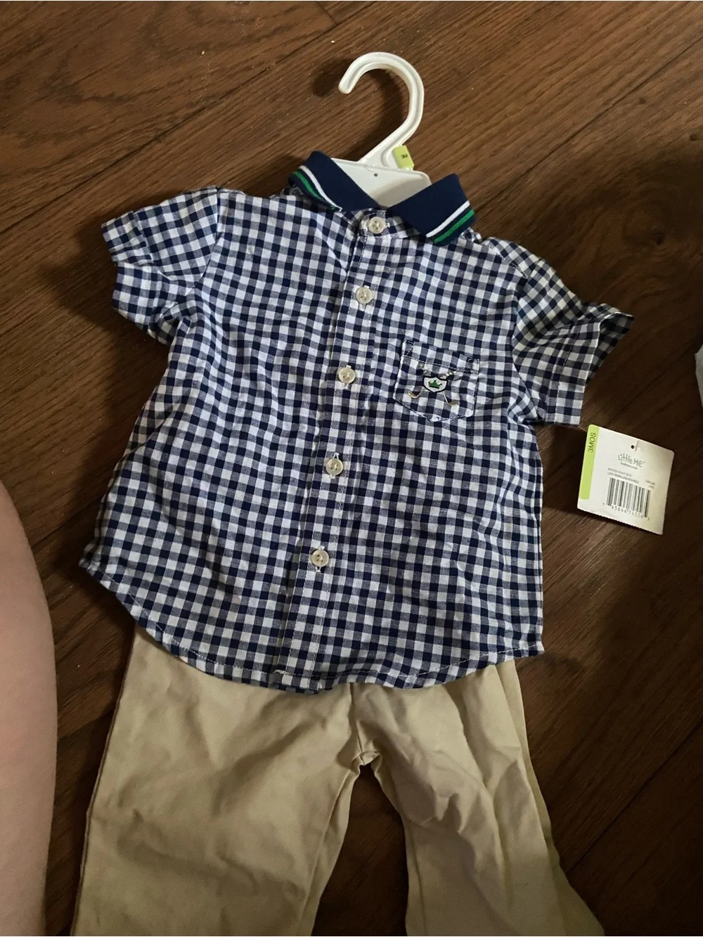 Little Me Blue Gingham Button-Up Shirt & Pant set NWT